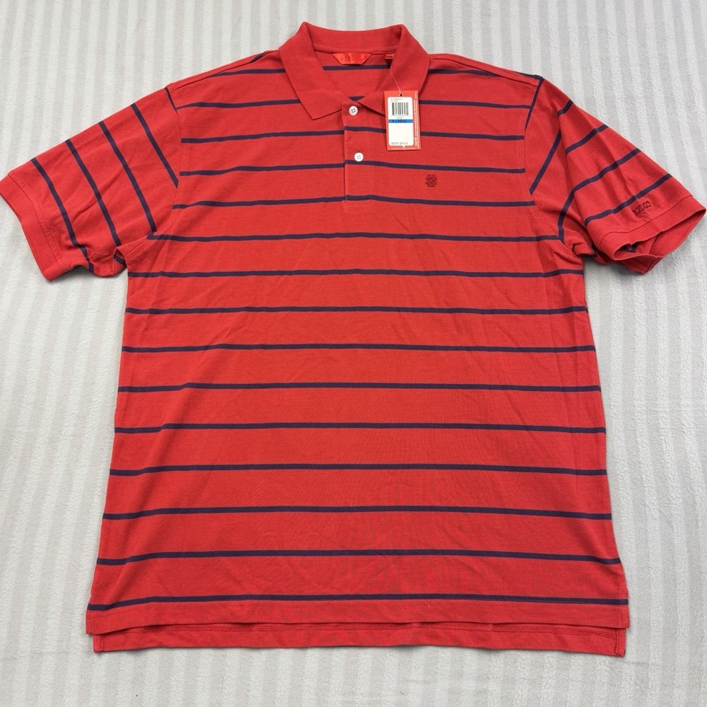 Izod Polo Shirt Mens Size XL Red Blue Stripe Golf Shirt NWT Pickleball